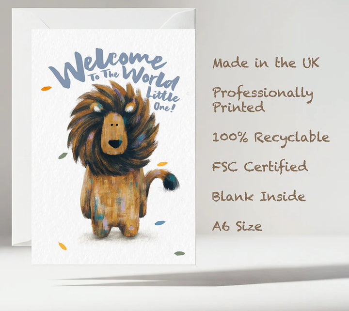 LION WELCOME TO THE WORLD GREETINGS CARD