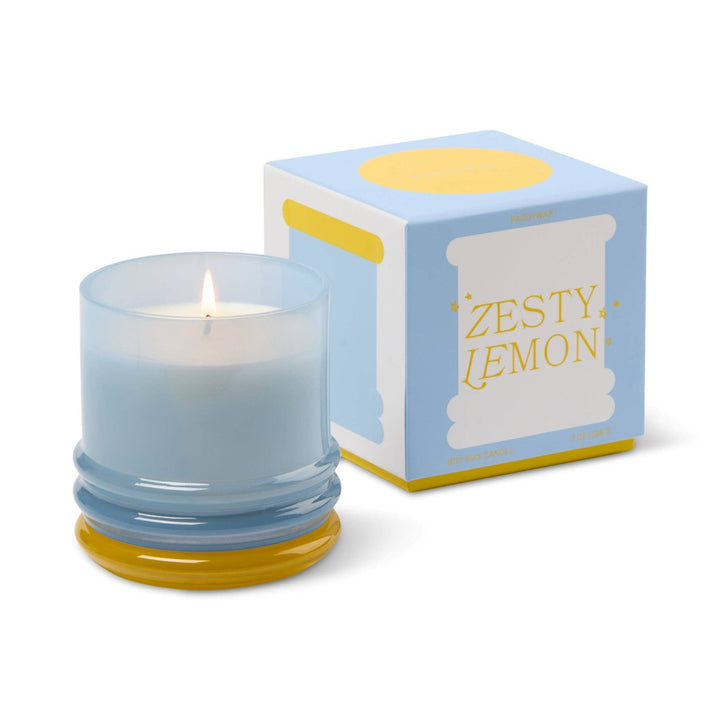 Paddywax Stack Glass Candle Blue - Zesty Lemon