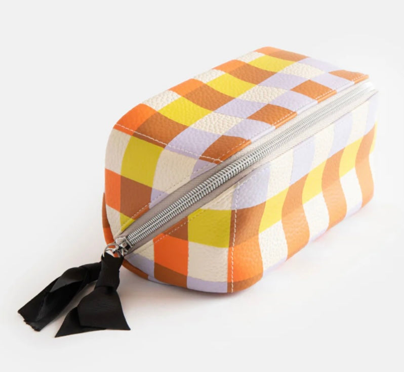 MULTI CHECK DIAGONAL COSMETIC BAG