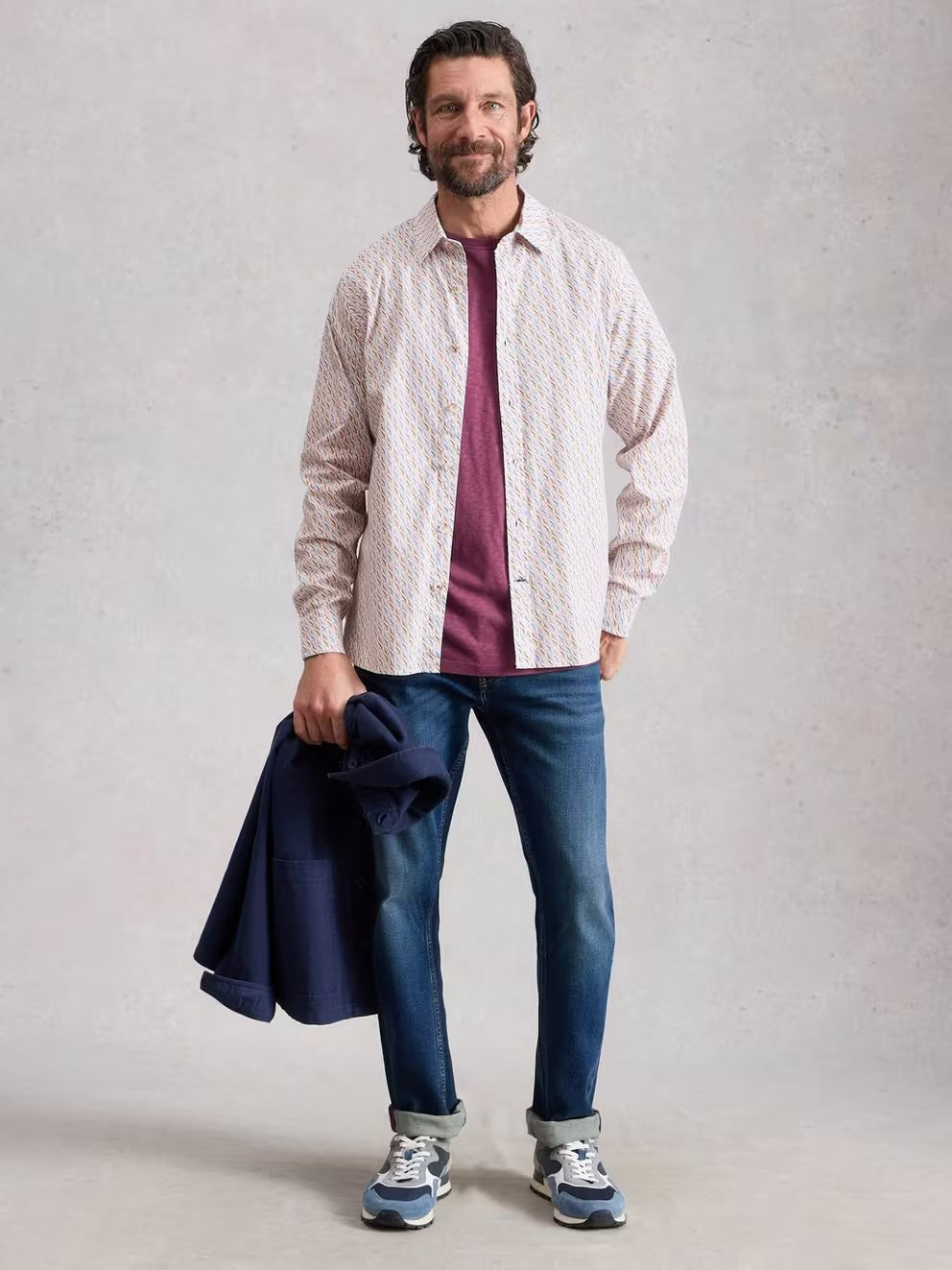 SALCOMBE LS FISH PRINT SHIRT WHITE PRINT