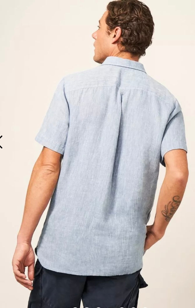 BLUE PEMBROKE SHORT SLEEVE LINEN SHIRT