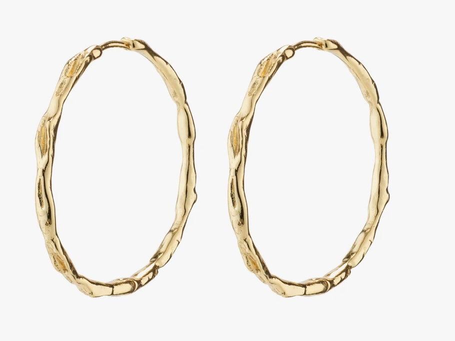 EDDY RECYCLED ORGANIC SHAPED GOLD PLATED MAXI HOOPS