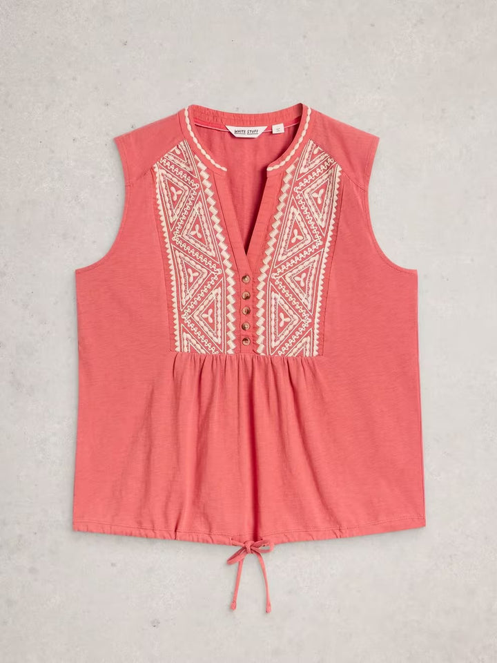 PEONY SLEEVELESS SHIRT MID PINK