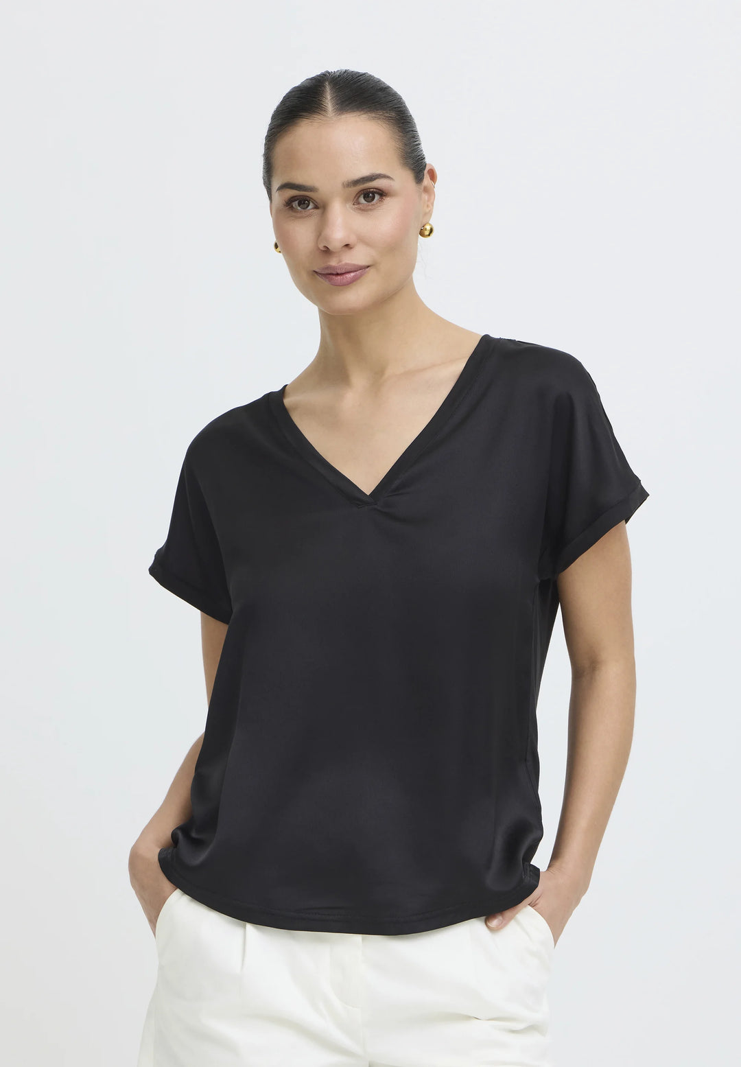 b.young Selita V Placket Neck Top