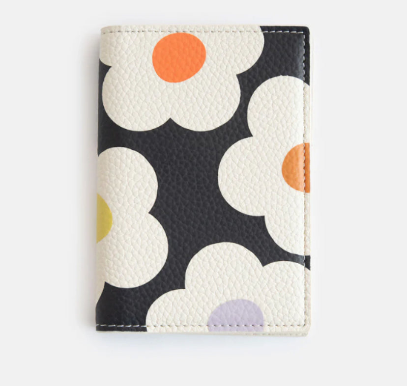MULTI FLOWER CHARCOAL PASSPORT HOLDER