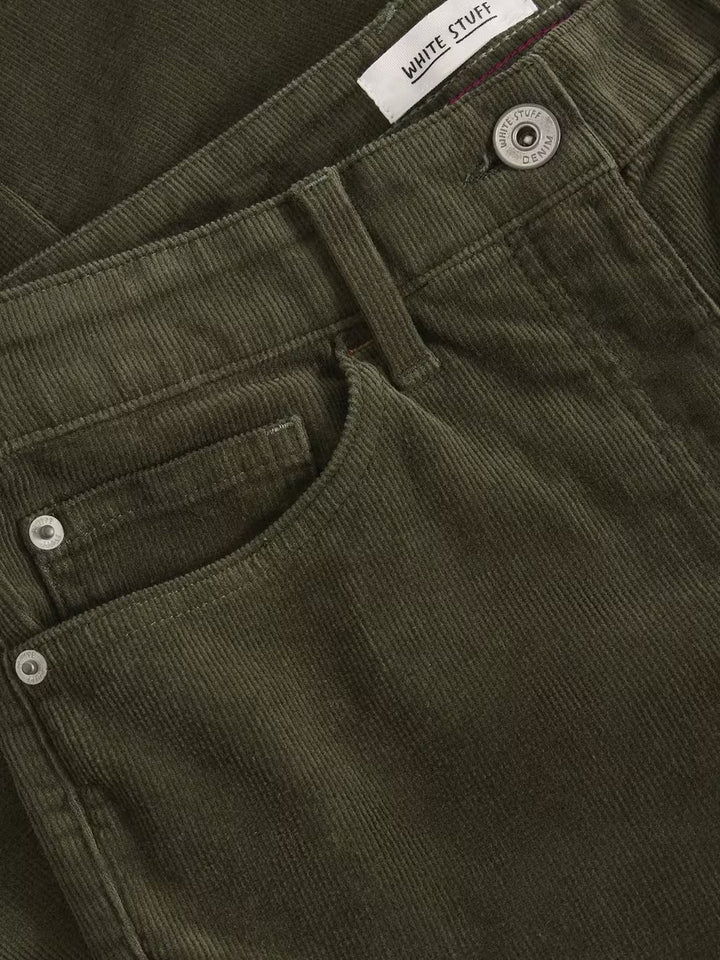KHAKI GREEN BROOKE CORD STRAIGHT TROUSER