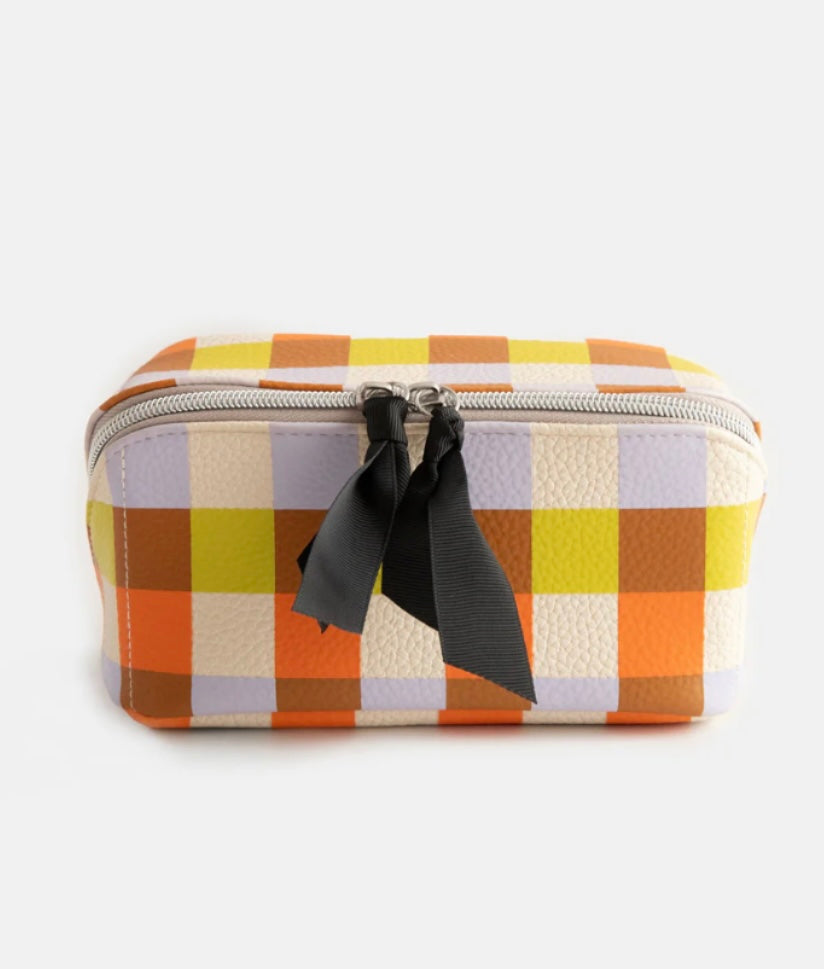 MULTI CHECK DIAGONAL COSMETIC BAG