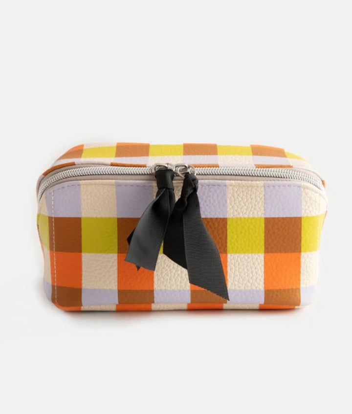 MULTI CHECK DIAGONAL COSMETIC BAG