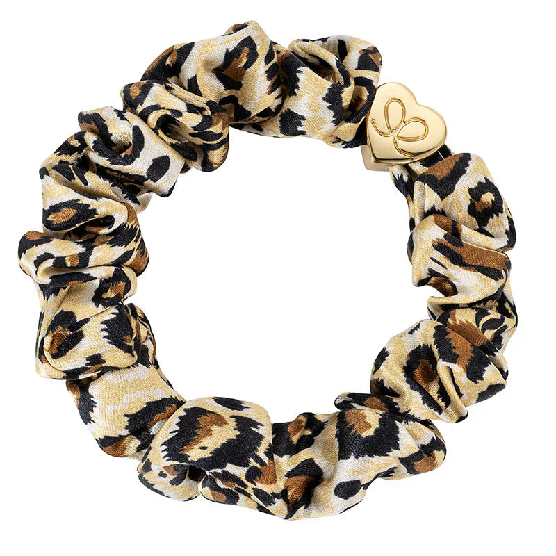 GOLD HEART SILK SCRUNCHIE LEOPARD