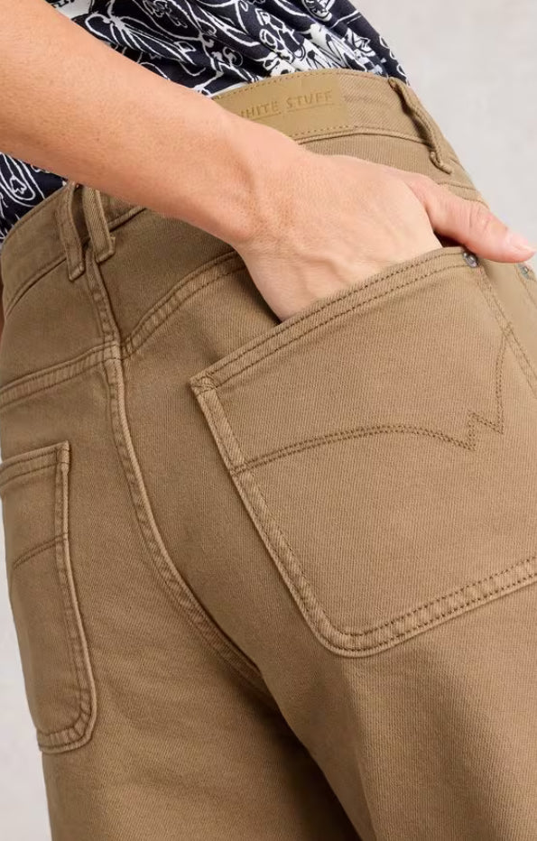 TIA WIDE LEG CROP JEAN MID TAN