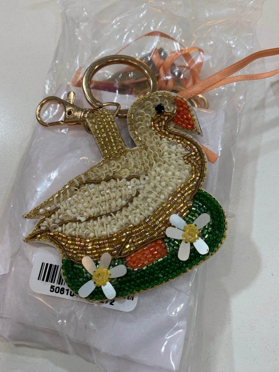 GARDEN GOOSE BEADED KEYRING