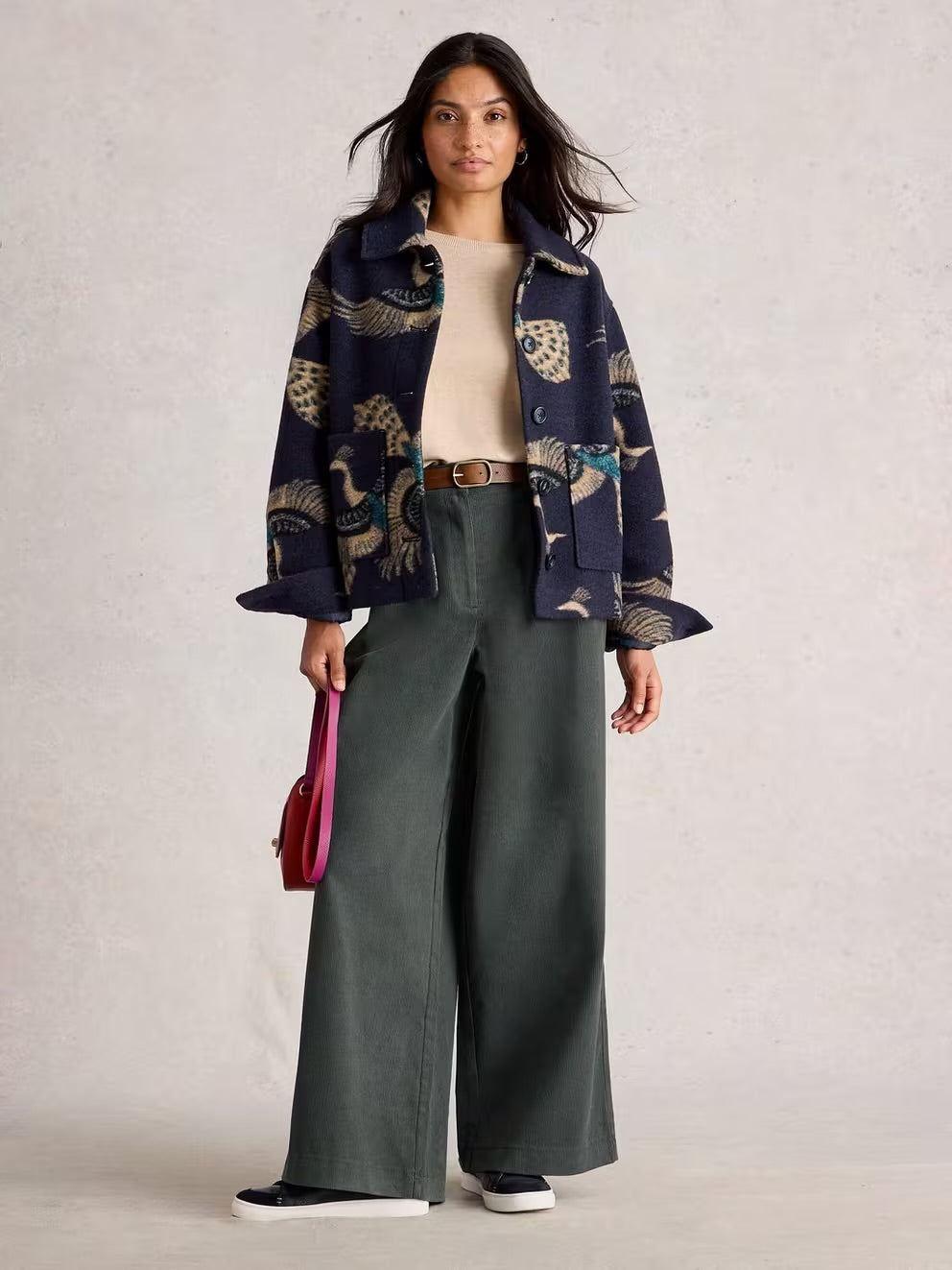 DARK GREEN SASHA CORD WIDE LEG TROUSER