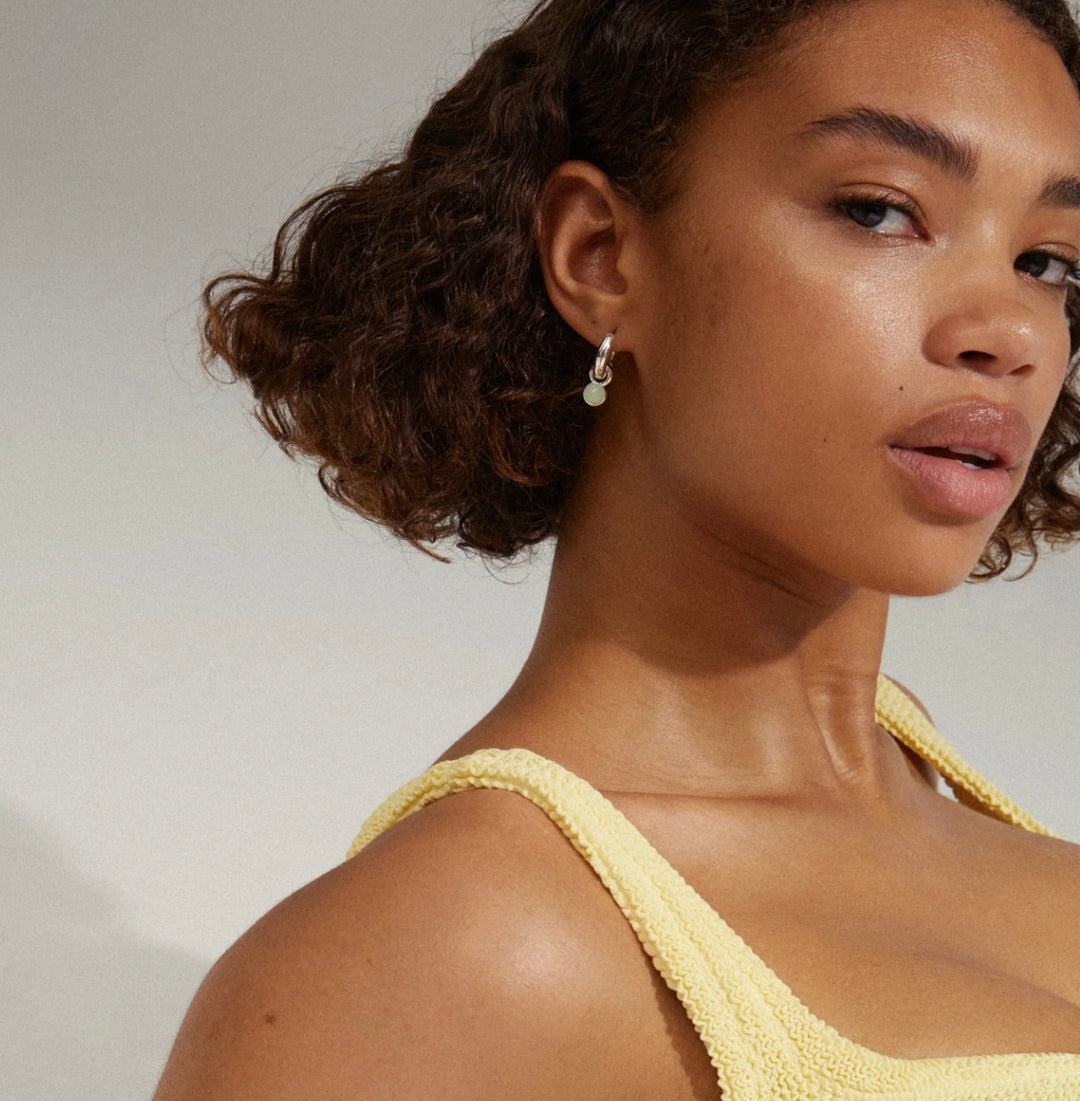 EVAH BLUE HOOP EARRINGS SILVER PLATED