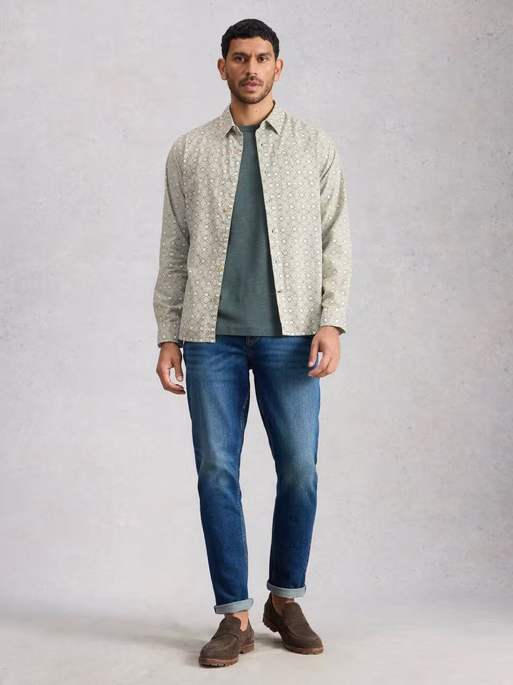 FINSBURY TILE PRINT SHIRT GREEN PRINT