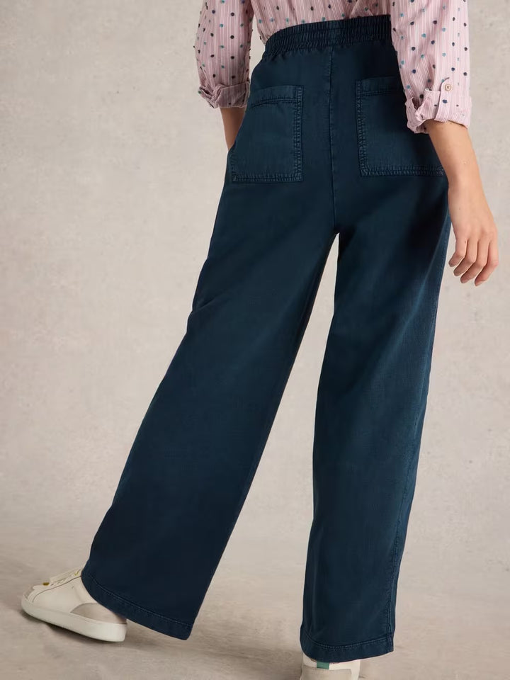 AVA WIDE LEG JERSEY JOGGER MID DENIM