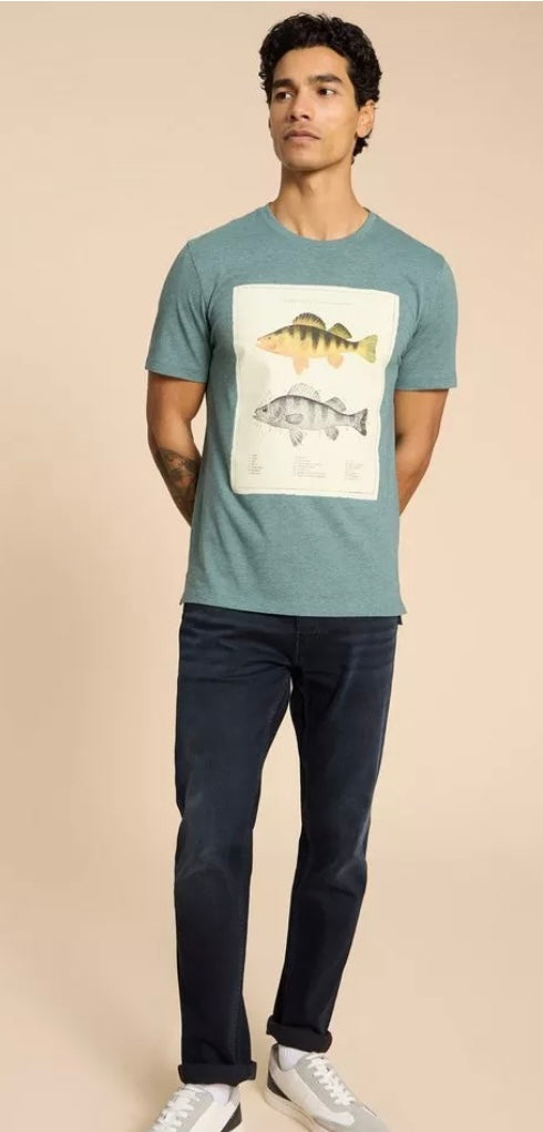 BLUE PRINT FISH DIAGRAM GRAPHIC TEE