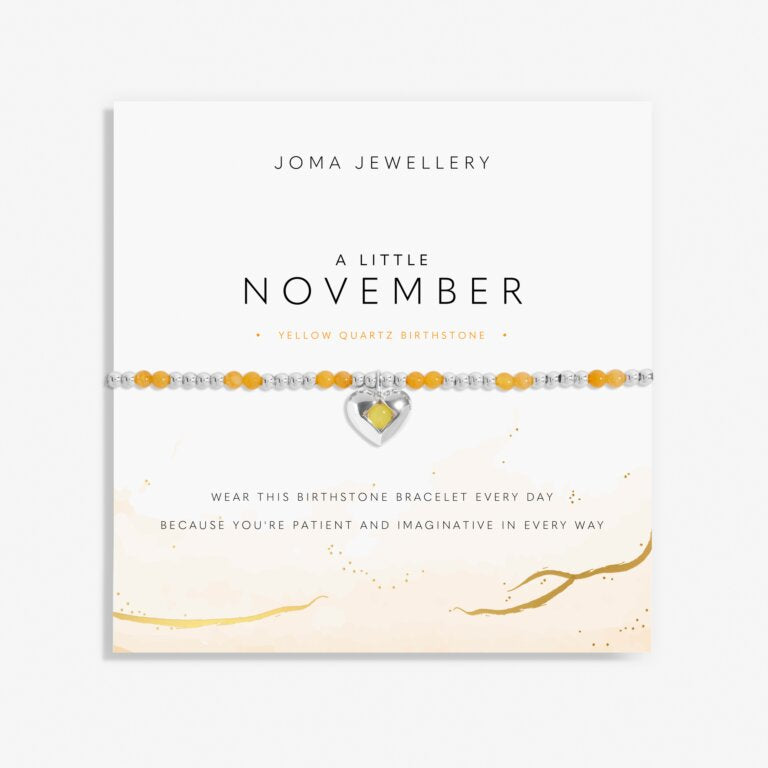 A LITTLE NOVEMBER YELLOW QUARTZ BIRTHSTONE SILVER PLATED  BRACELET