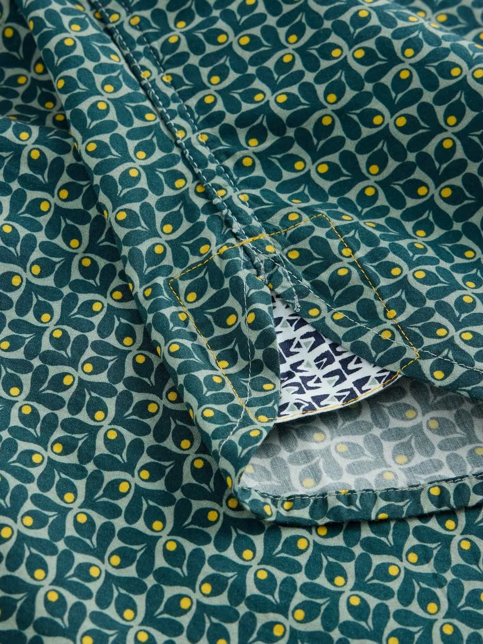 FINSBURY RETRO PRINT SHIRT TEAL PRINT