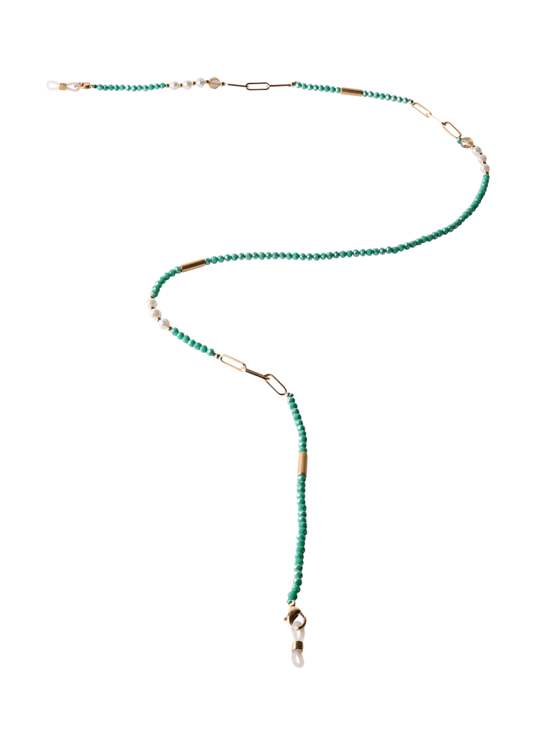 SUNGLASSES CHAIN TURQUOISE PEARL BEADED