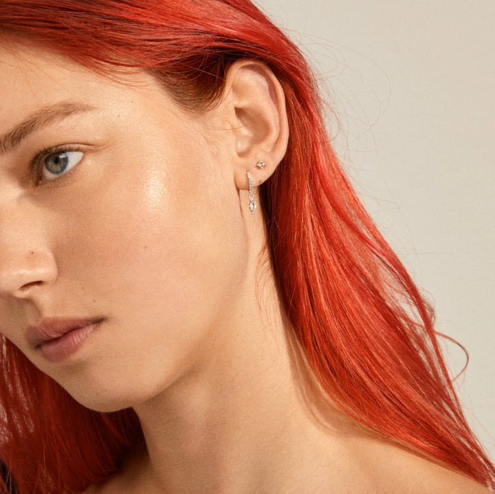 ELZA CRYSTAL EARRINGS 2-IN-1 SET SILVER PLATED