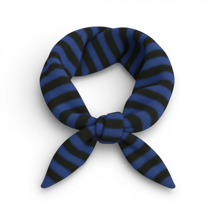 Striped Wool Blend Light Weight Triangle Neck Scarf: Navy Grey