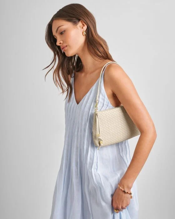 NOVA SMALL SHOULDER BAG | OYSTER WOVEN