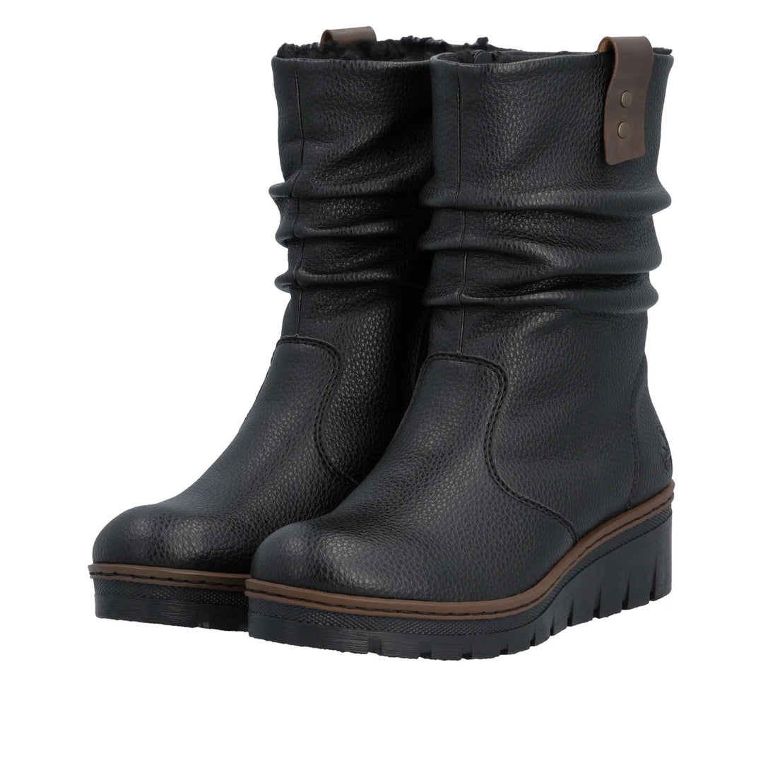 Rieker Women's Black Wedge Ankle Boots X9155-00