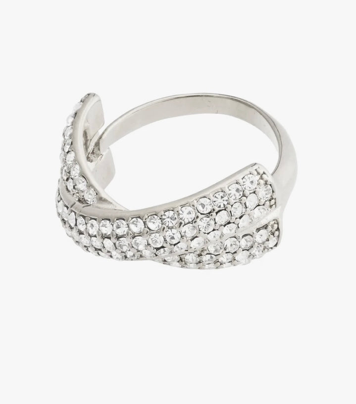 EDTLI CRYSTAL SILVER PLATED RING