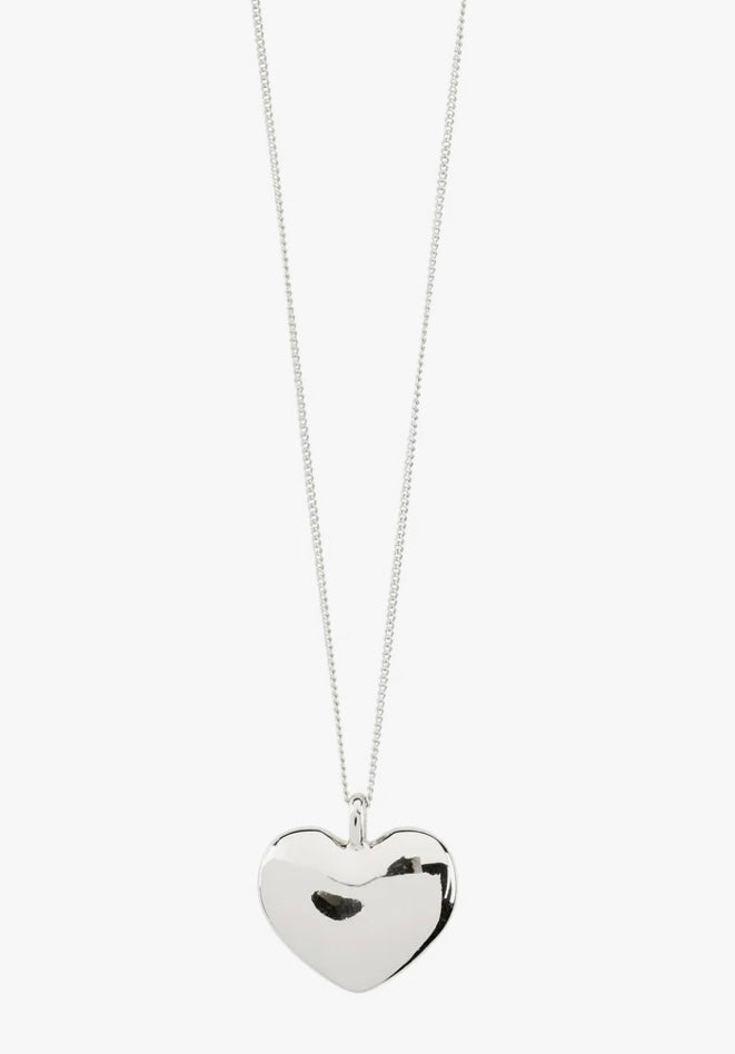 SOPHIA RECYCLED SILVER PLATED HEART PENDANT NECKLACE