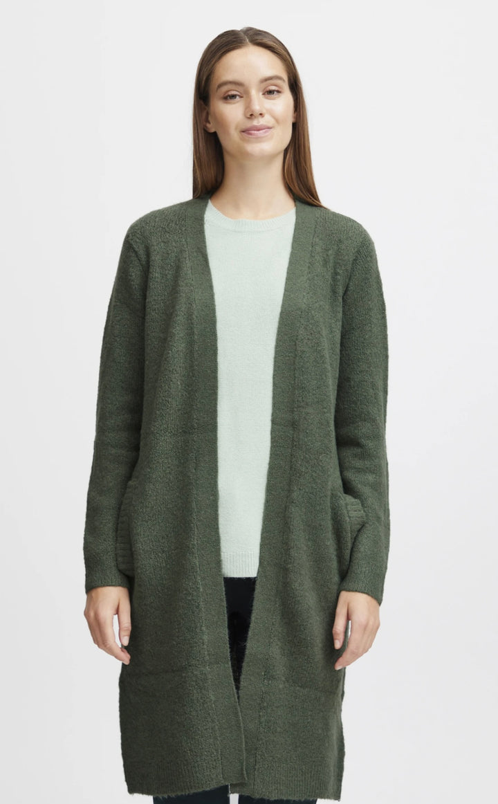 MIRELLE LONG CARDIGAN FOILAGE GREEN