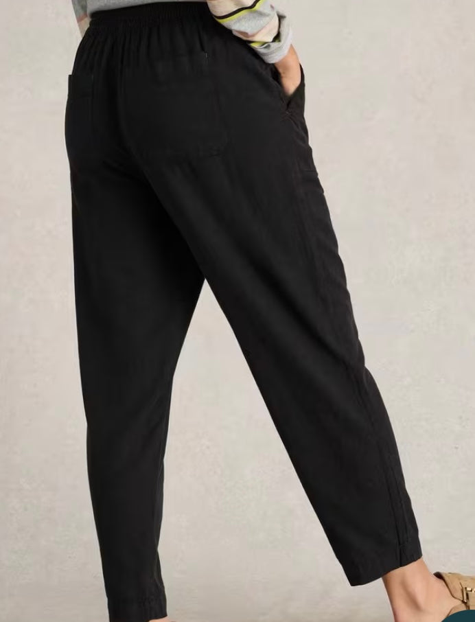 ELLE LINEN BLEND TROUSER PURE BLACK