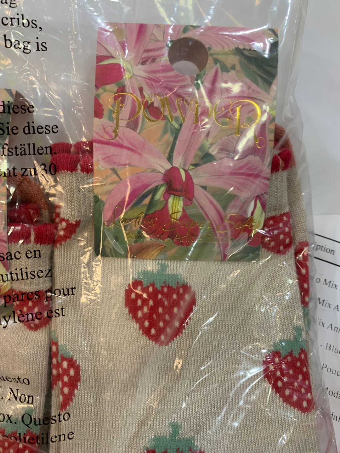 BAMBOO MIX ANKLE SOCKS- SUCCULENT STRAWBERRIES - CREAM