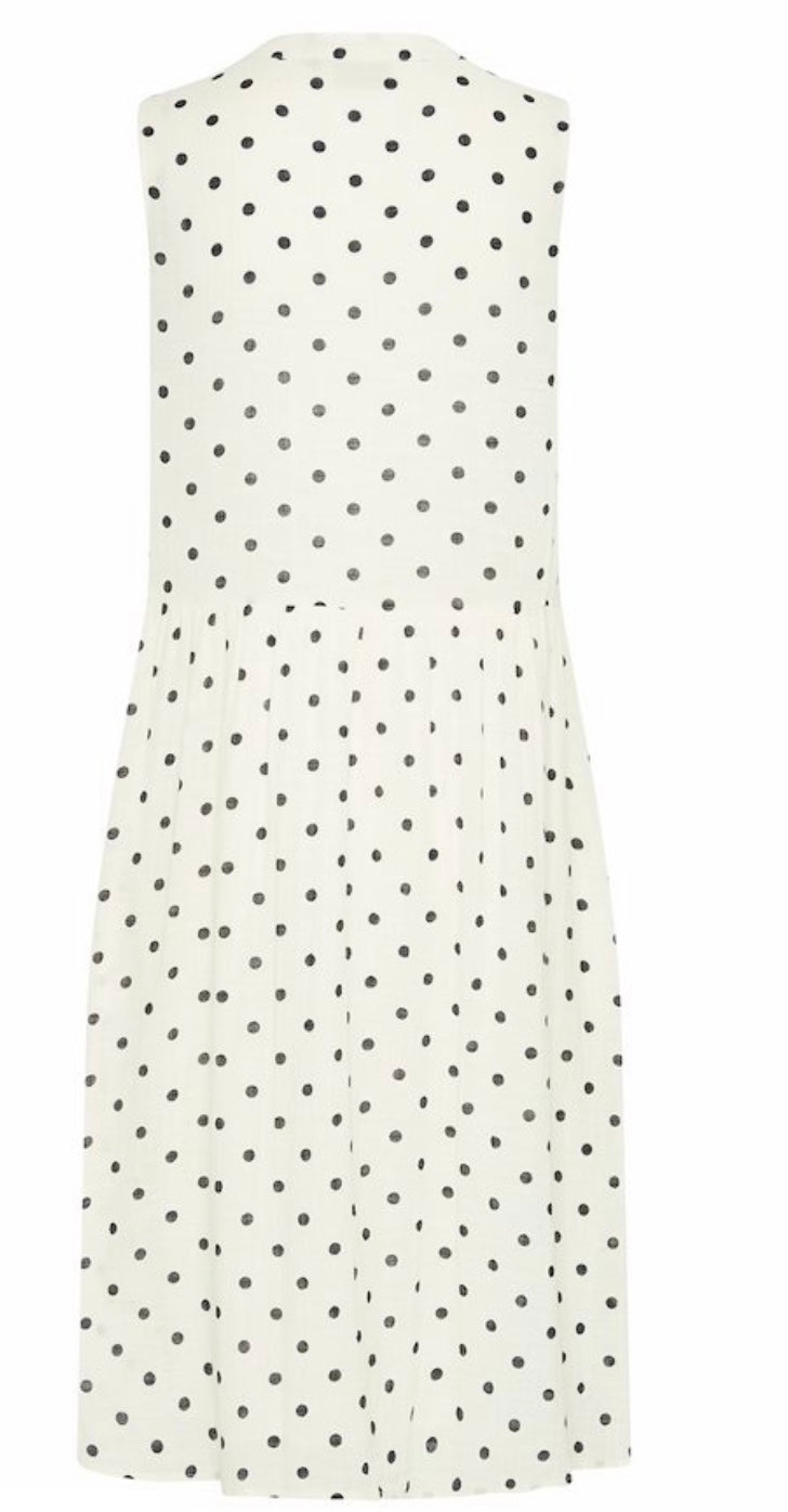 WHISPER WHITE BLACK DOT BOBBI DRESS