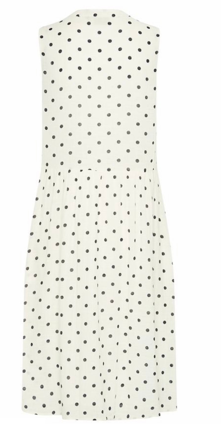 WHISPER WHITE BLACK DOT BOBBI DRESS