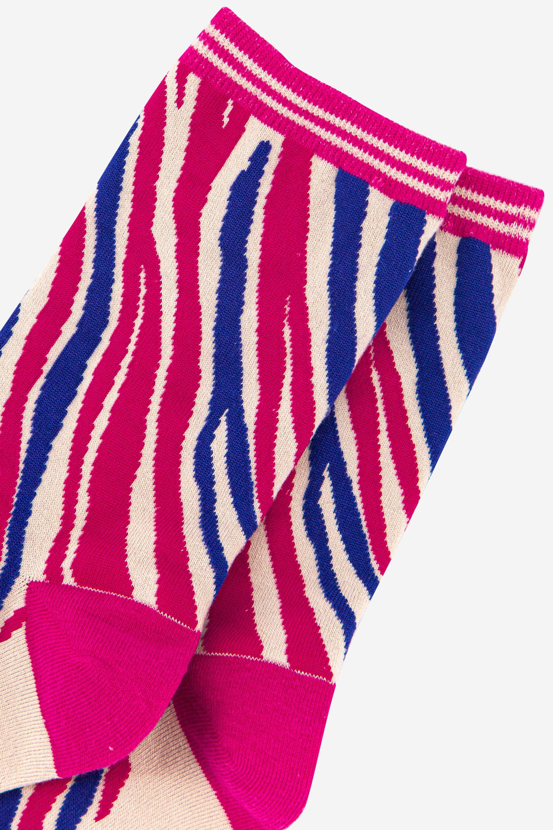 Women's Zebra Print Bamboo Socks in Blue Hot Pink: UK 3-7 | EU 36-40