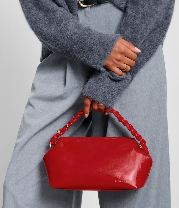 ARDEN BRAIDED TOP HANDLE BAG | RED