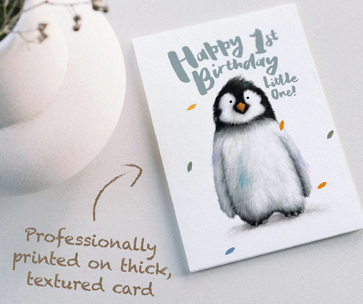 PENGUIN 1ST BIRTHDAY CARD