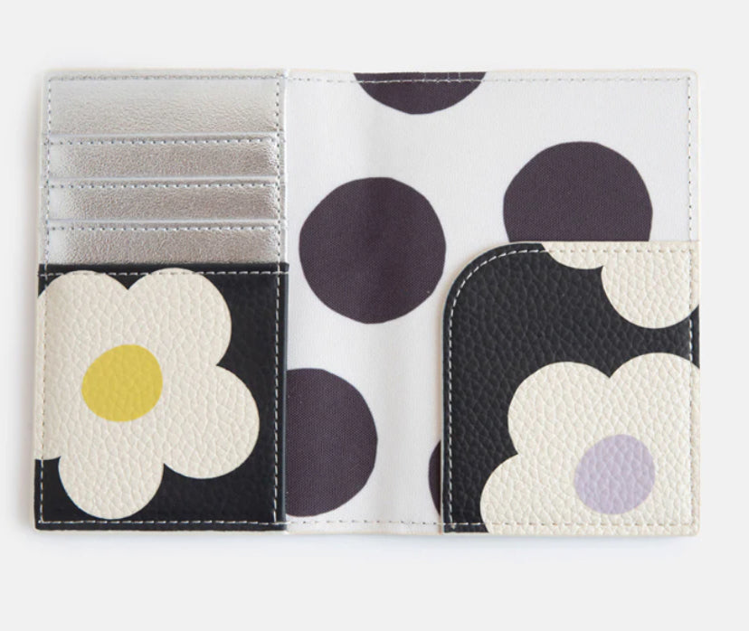 MULTI FLOWER CHARCOAL PASSPORT HOLDER