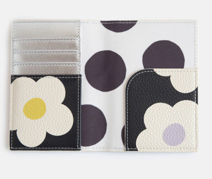 MULTI FLOWER CHARCOAL PASSPORT HOLDER