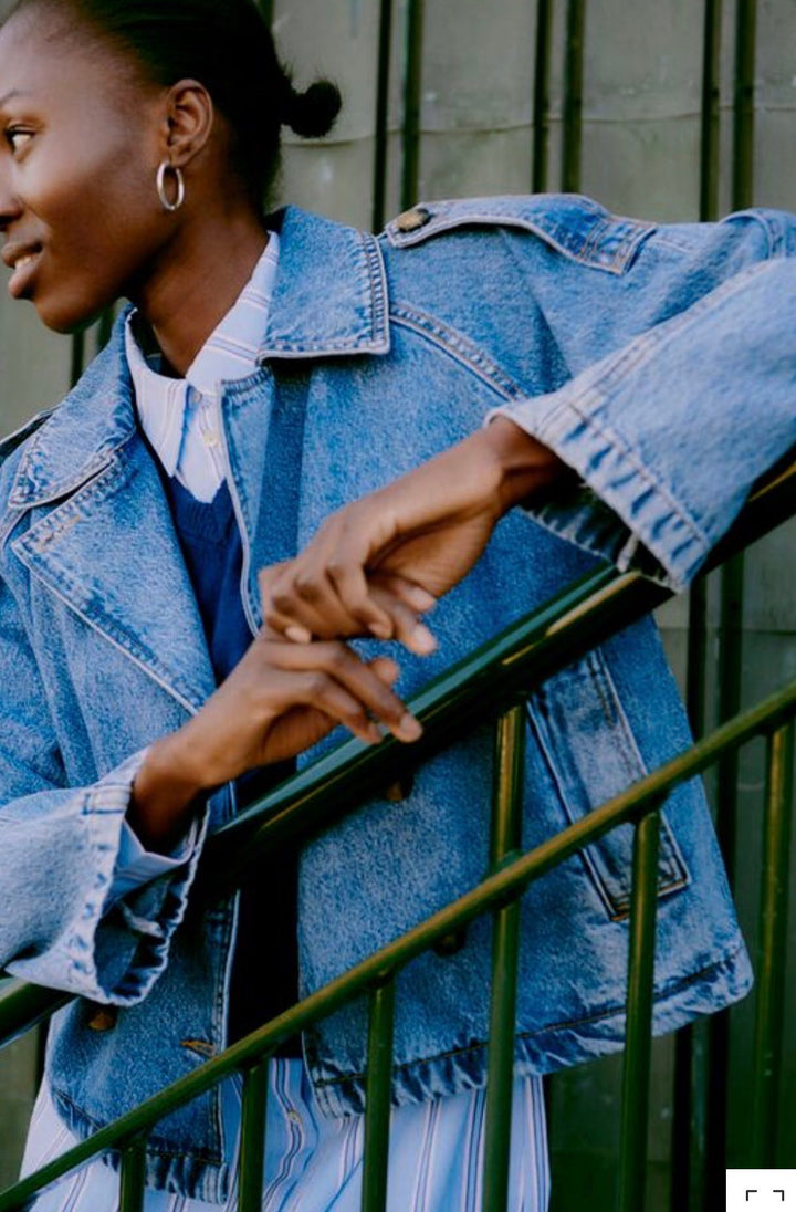 CITAN TRENCH COAT MID BLUE DENIM