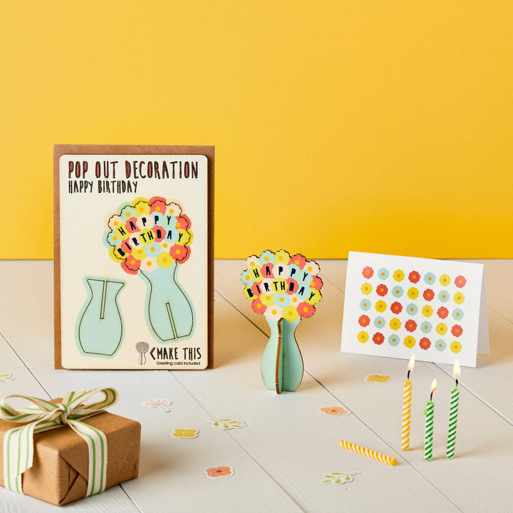 Pop Out Happy Birthday Flowers Card
