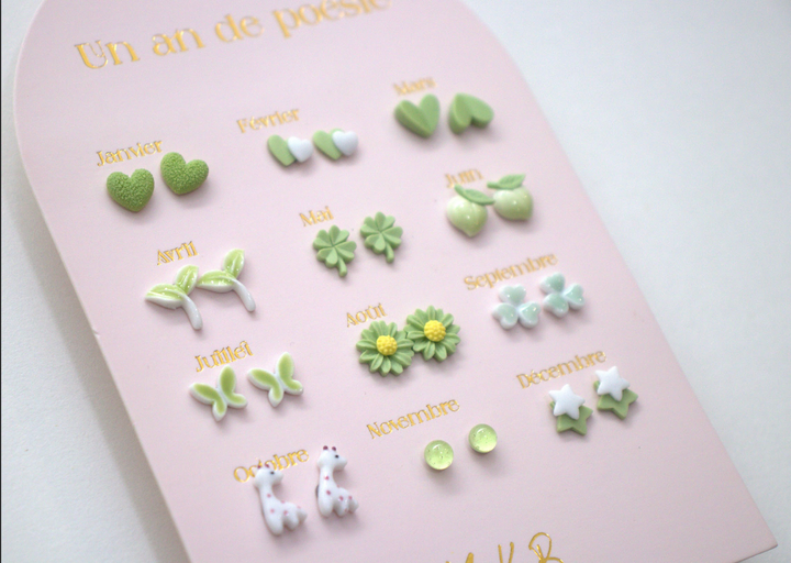 One Year of Green Poetry Stainless Steel Earrings