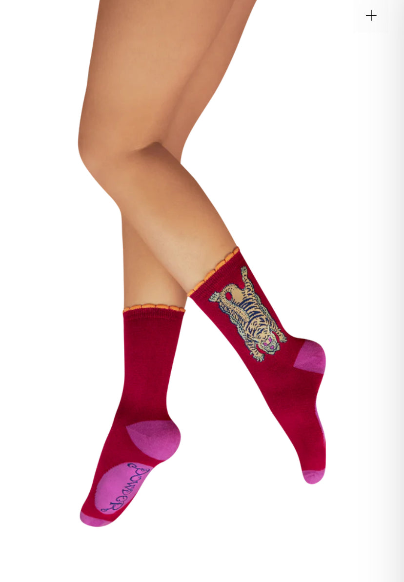 IKAT TIGER FUCHSIA ANKLE SOCK SIZE 3-8