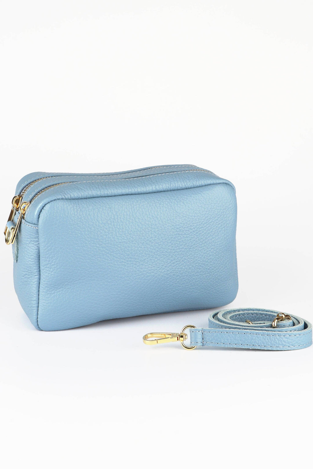 Naomi Italian Leather Crossbody Bag - Azure Blue, Pebbled: One-size