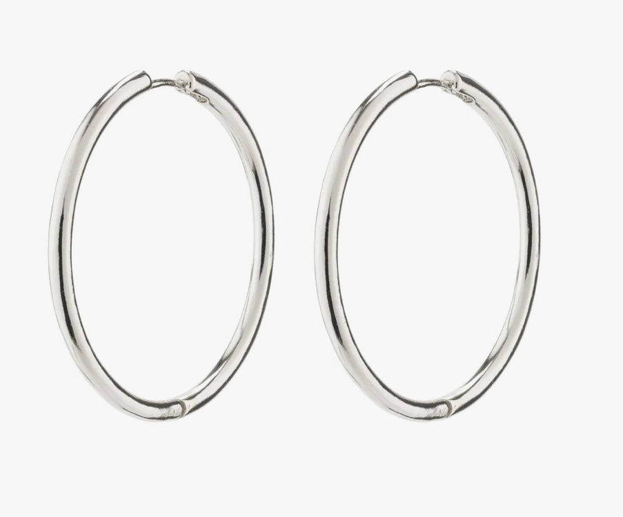 EANNA RECYCLED SILVER PLATED MAXI HOOPS