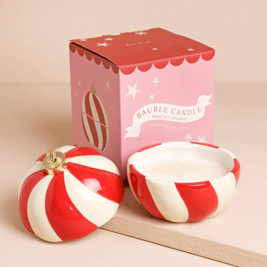 Candy Cane Stripe Cinnamon Bauble Candle Not available to EU