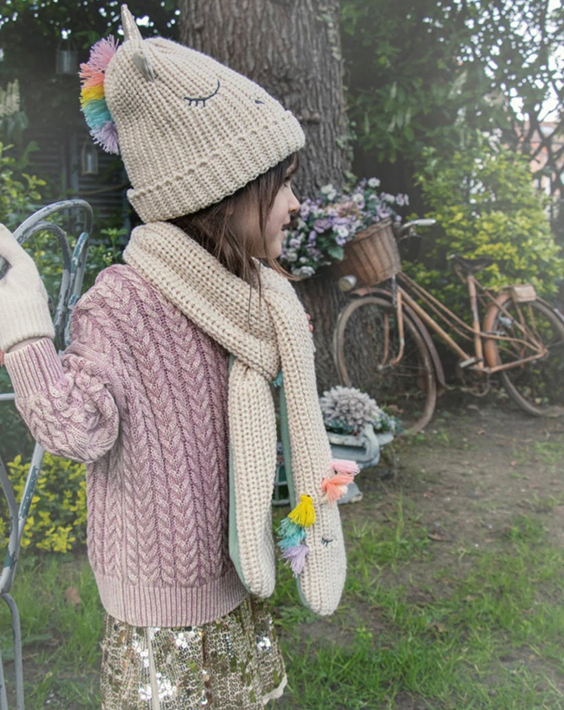 RAINBOW UNICORN KNITTED SCARF 3-10 YEARS