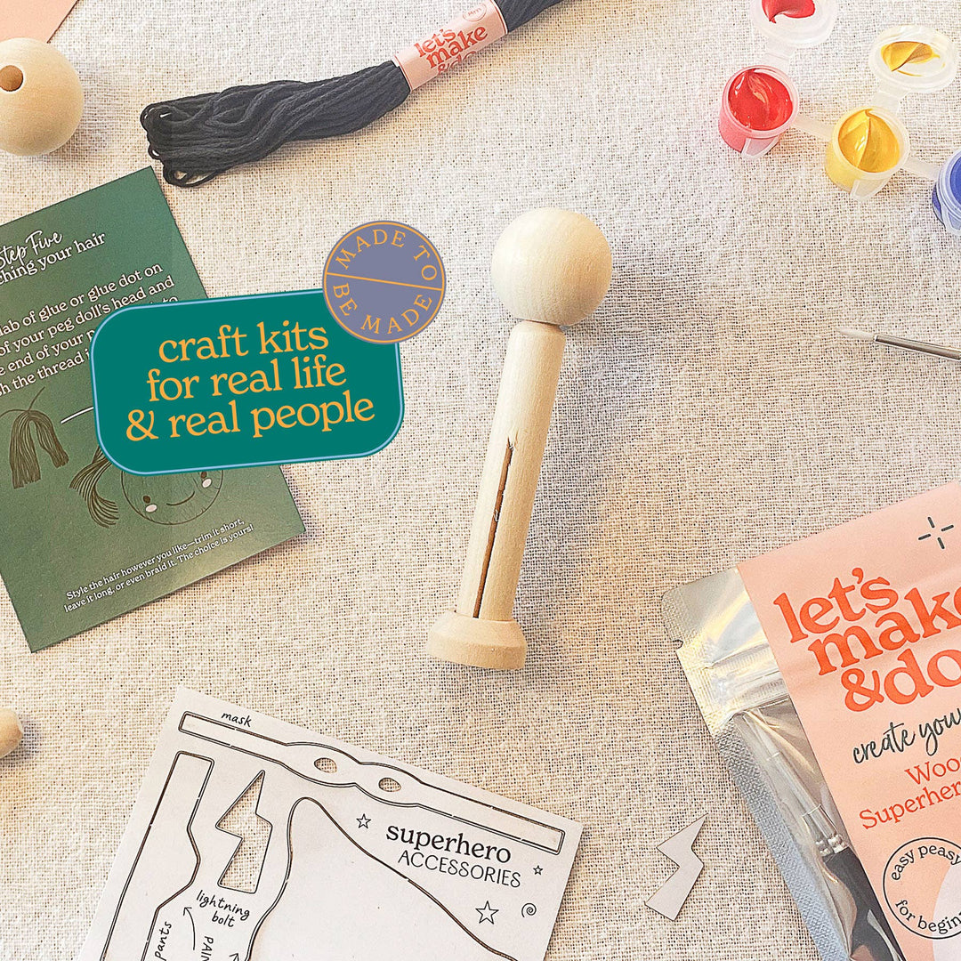 Create Your Own Superhero Wooden Peg Doll Kit