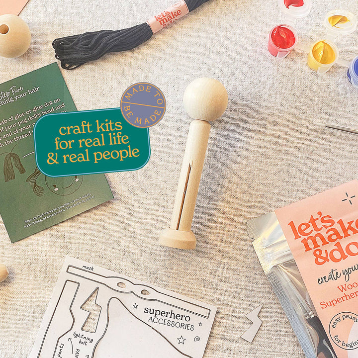 Create Your Own Superhero Wooden Peg Doll Kit