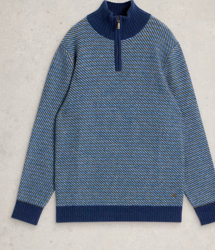 SELBY STRIPE FUNNEL NECK BLUE MLT